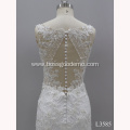 Latest design white applique elegant lace mermaid wedding dress with sweep train